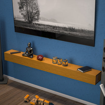 Étagère murale flottante pour cheminée en pin massif