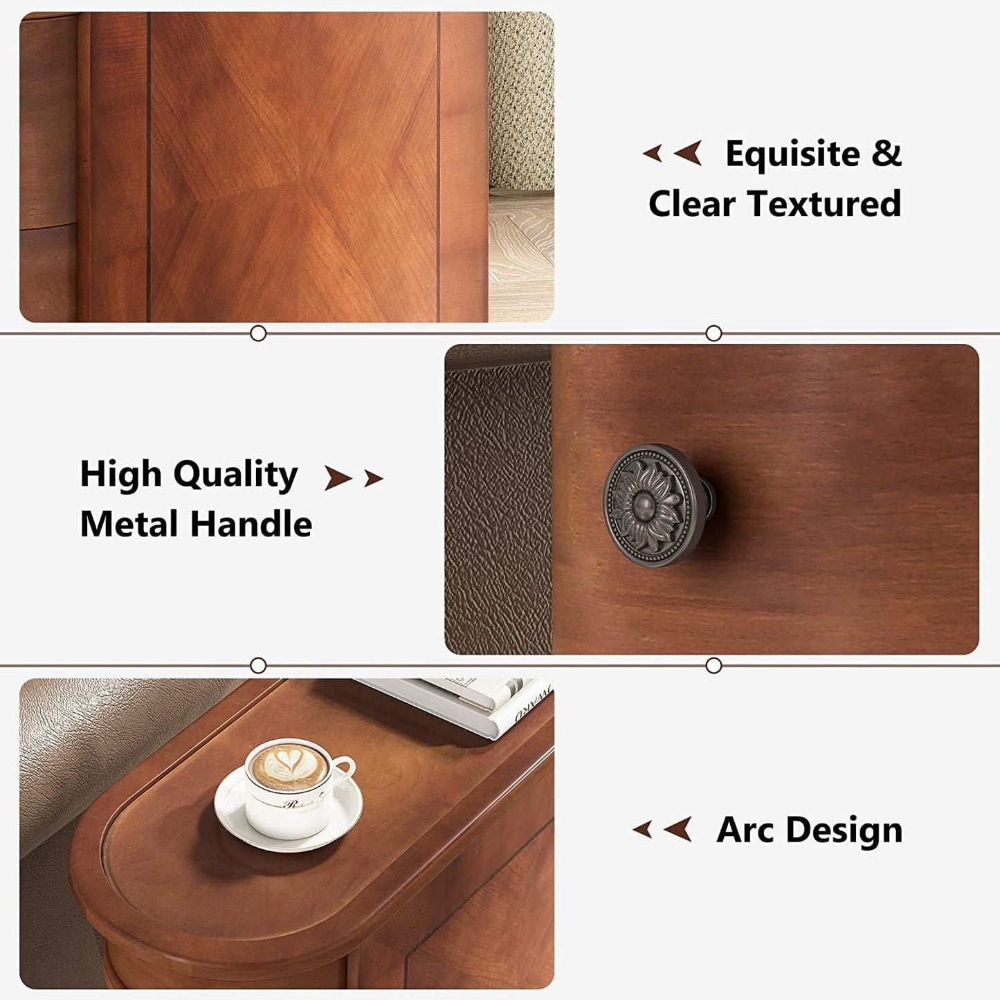 Table d'appoint en bois massif, table de chevet étroite à deux tiroirs, modèle Slim