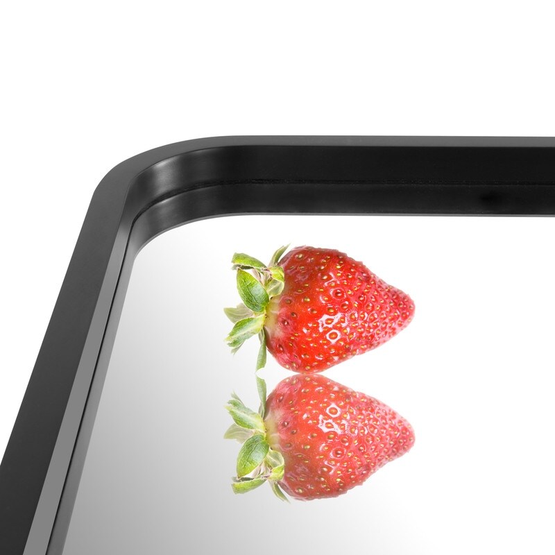 Round Corner Rectangle Farm Wall Mirror with Solid Wood Frame