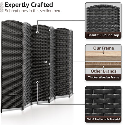 Sorbus Écran de séparation de pièce à 6 panneaux, grand écran de confidentialité, extra large, à double charnière, en maille tissée à la main, pliable - 6 pieds