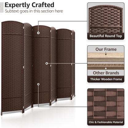 Sorbus Écran de séparation de pièce à 6 panneaux, grand écran de confidentialité, extra large, à double charnière, en maille tissée à la main, pliable - 6 pieds