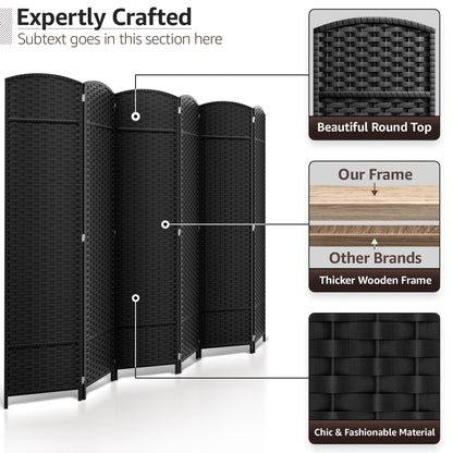 Sorbus Écran de séparation de pièce à 6 panneaux, grand écran de confidentialité, extra large, à double charnière, en maille tissée à la main, pliable - 6 pieds