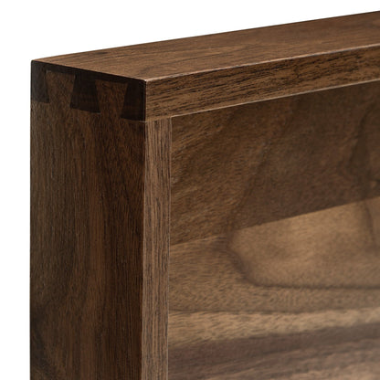 KINWELL Square Black Walnut Wood Serving Tray Ottoman Tray with Handles