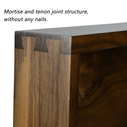 KINWELL Square Black Walnut Wood Serving Tray Ottoman Tray with Handles