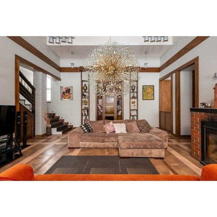 Luminaire suspendu en cristal à motif d'étoile, 47 pouces de large