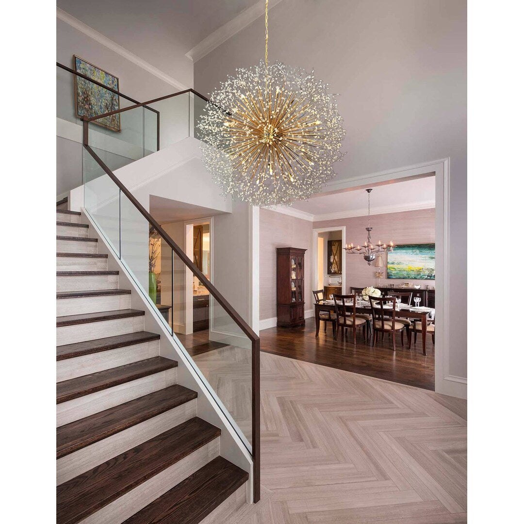 Luminaire suspendu en cristal à motif d'étoile, 47 pouces de large