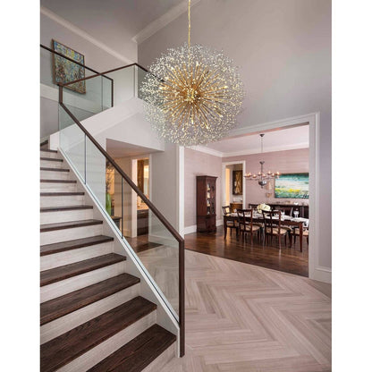 Luminaire suspendu en cristal à motif d'étoile, 47 pouces de large