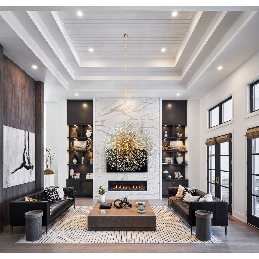 Luminaire suspendu en cristal à motif d'étoile, 47 pouces de large