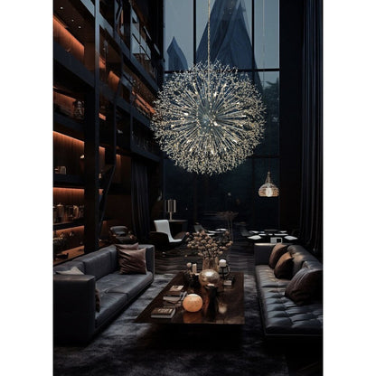 Luminaire suspendu en cristal à motif d'étoile, 47 pouces de large