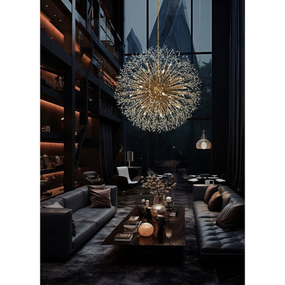 Luminaire suspendu en cristal à motif d'étoile, 47 pouces de large