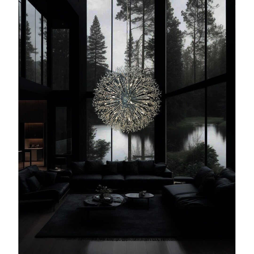 Luminaire suspendu en cristal à motif d'étoile, 47 pouces de large