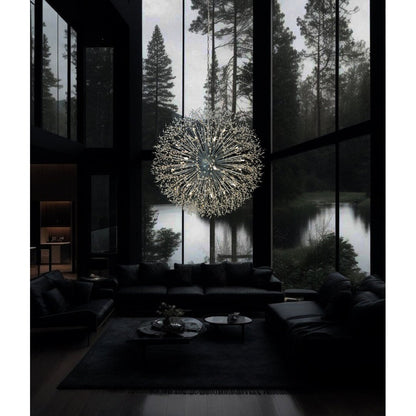 Luminaire suspendu en cristal à motif d'étoile, 47 pouces de large