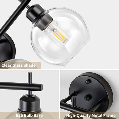 Starsky 4-Lights Modern Dimmable Bathroom Vanity Light with Globe Glass Shade