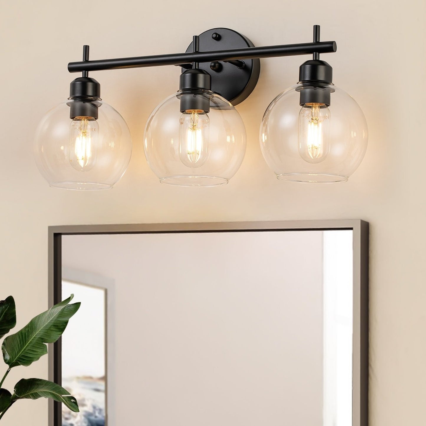 Starsky 4-Lights Modern Dimmable Bathroom Vanity Light with Globe Glass Shade