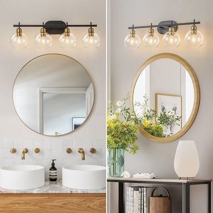 Starsky 4-Lights Modern Dimmable Bathroom Vanity Light with Globe Glass Shade