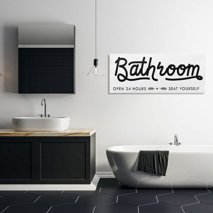 Stupell Seat Yourself Bathroom Sign Minimal Black White Canvas Wall Art