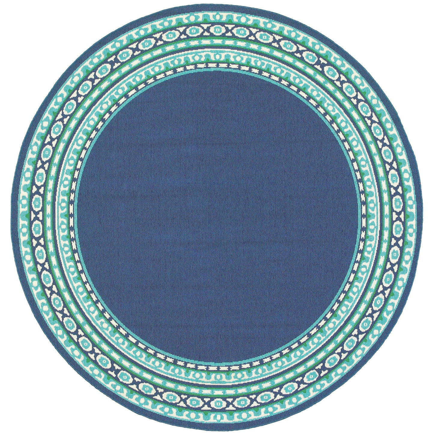 Style Haven Martinque Green Bordered Navy Indoor/ Outdoor Area Rug~