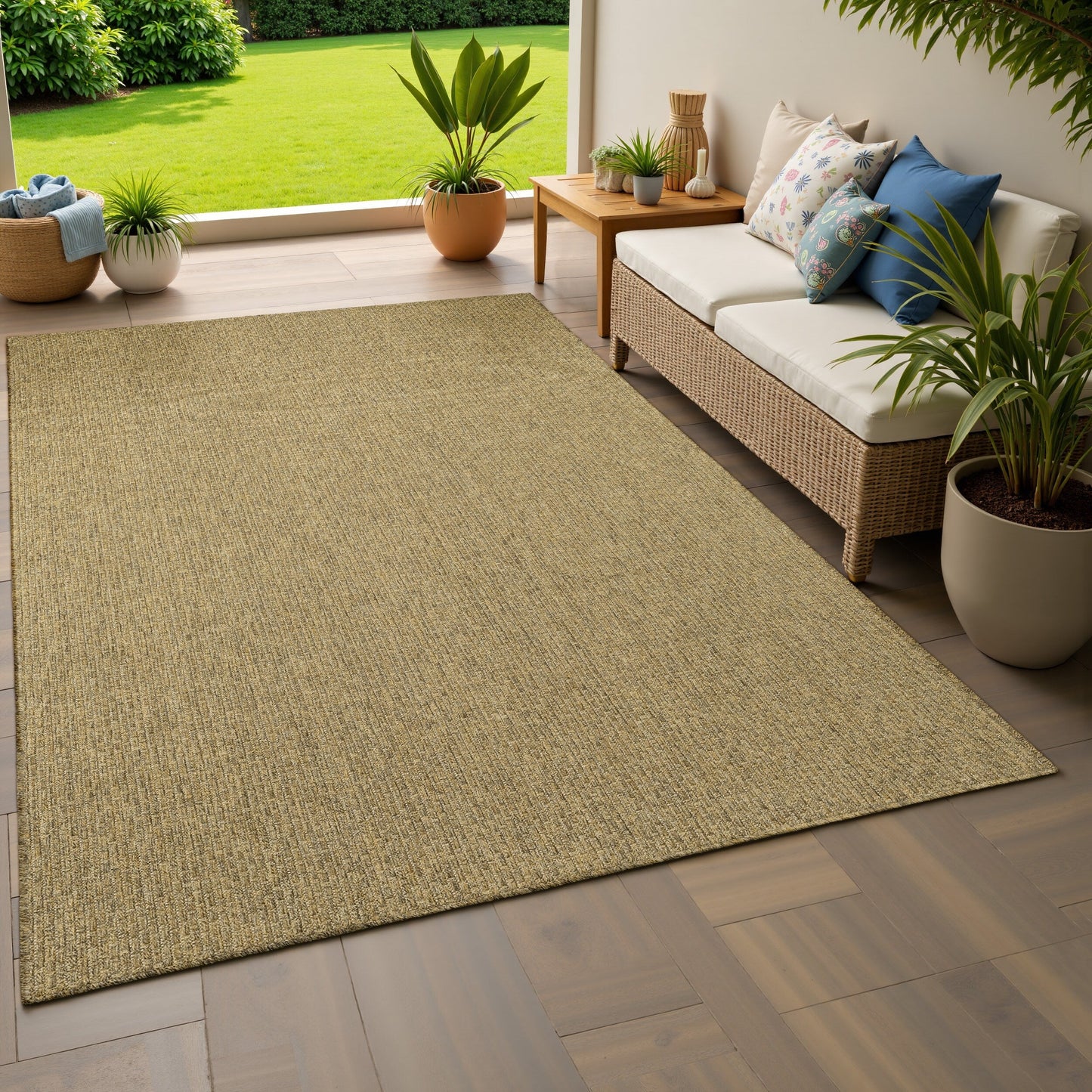 Style Haven Veranda Tonal Woven Basket Weave Indoor-Outdoor Rug