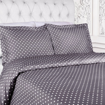 Superior Thread Count 600TC Polka Dot Cotton Blend Duvet Cover Set