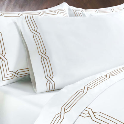 Jeu de draps uni en coton égyptien supérieur, 1200 fils, respectueux de l'environnement.