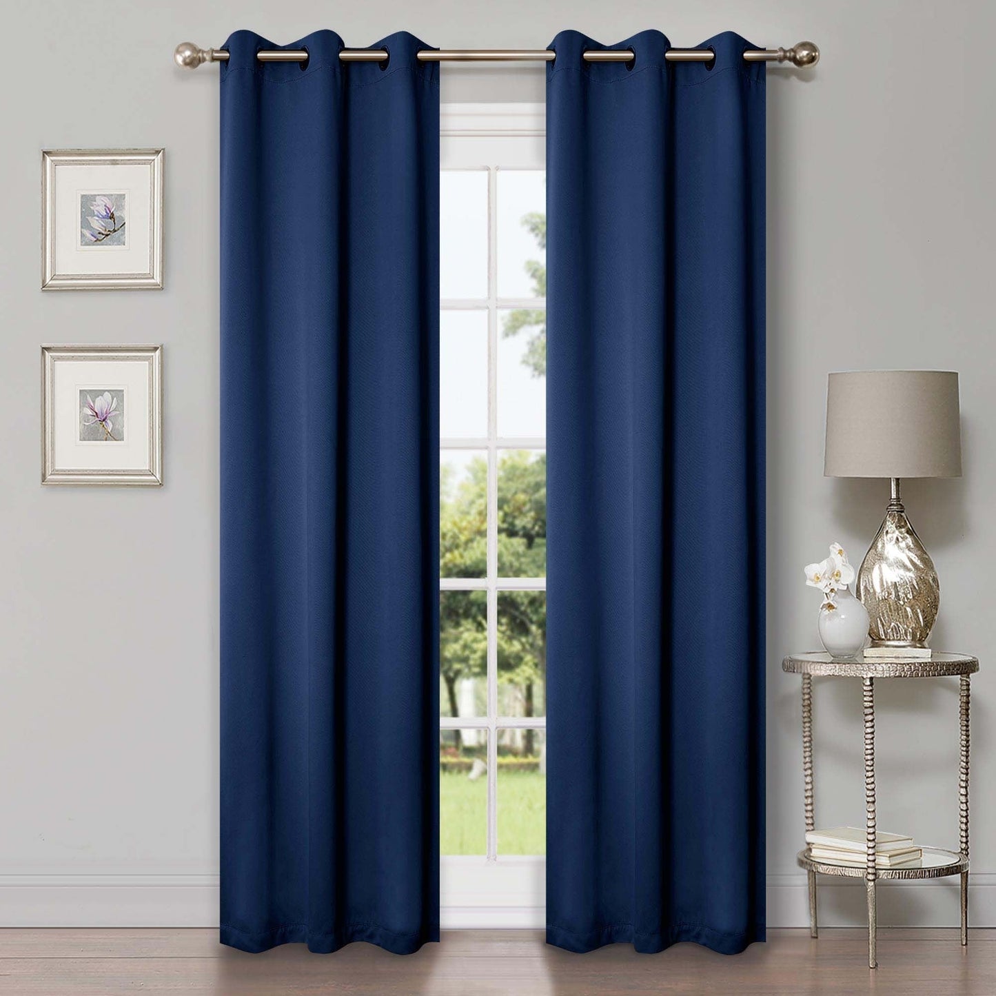 Superior Modern Solid Washable Room Darkening Blackout Curtains, Set of 2 Panels