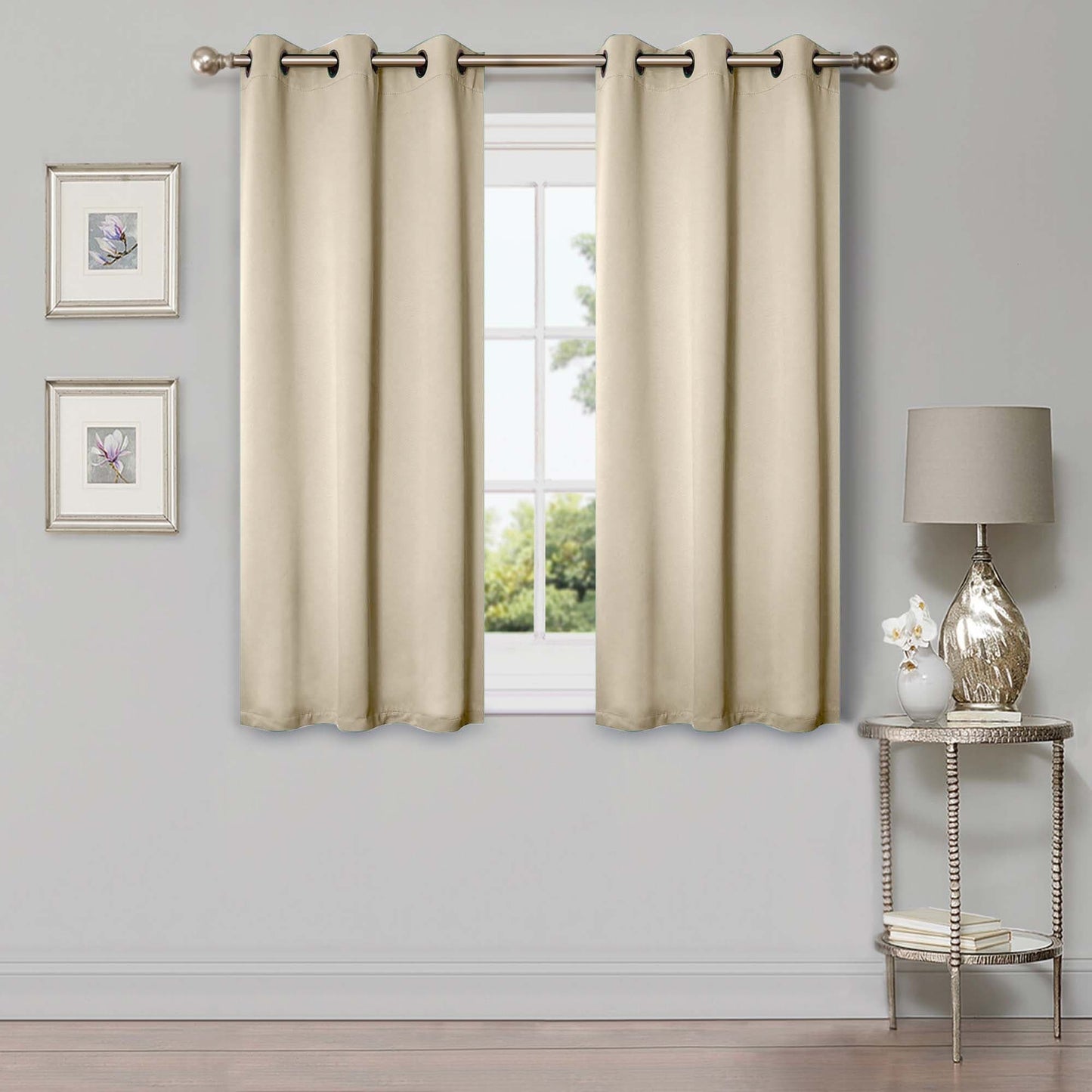 Superior Modern Solid Washable Room Darkening Blackout Curtains, Set of 2 Panels
