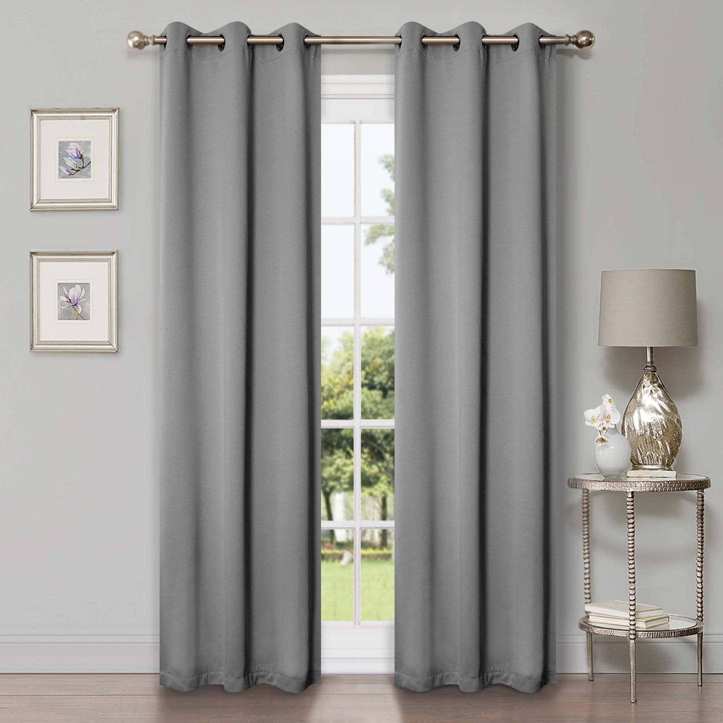 Superior Modern Solid Washable Room Darkening Blackout Curtains, Set of 2 Panels