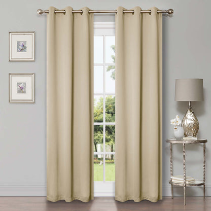 Superior Modern Solid Washable Room Darkening Blackout Curtains, Set of 2 Panels