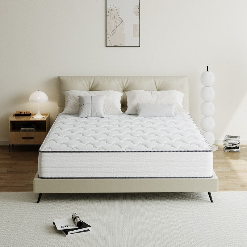 Matelas hybride en mousse à mémoire de forme infusée de gel, ferme moyen, 8/12 pouces, SweDrea, respirant et rafraîchissant, certifié CertiPUR-US, SGS et OEKO-TEX.