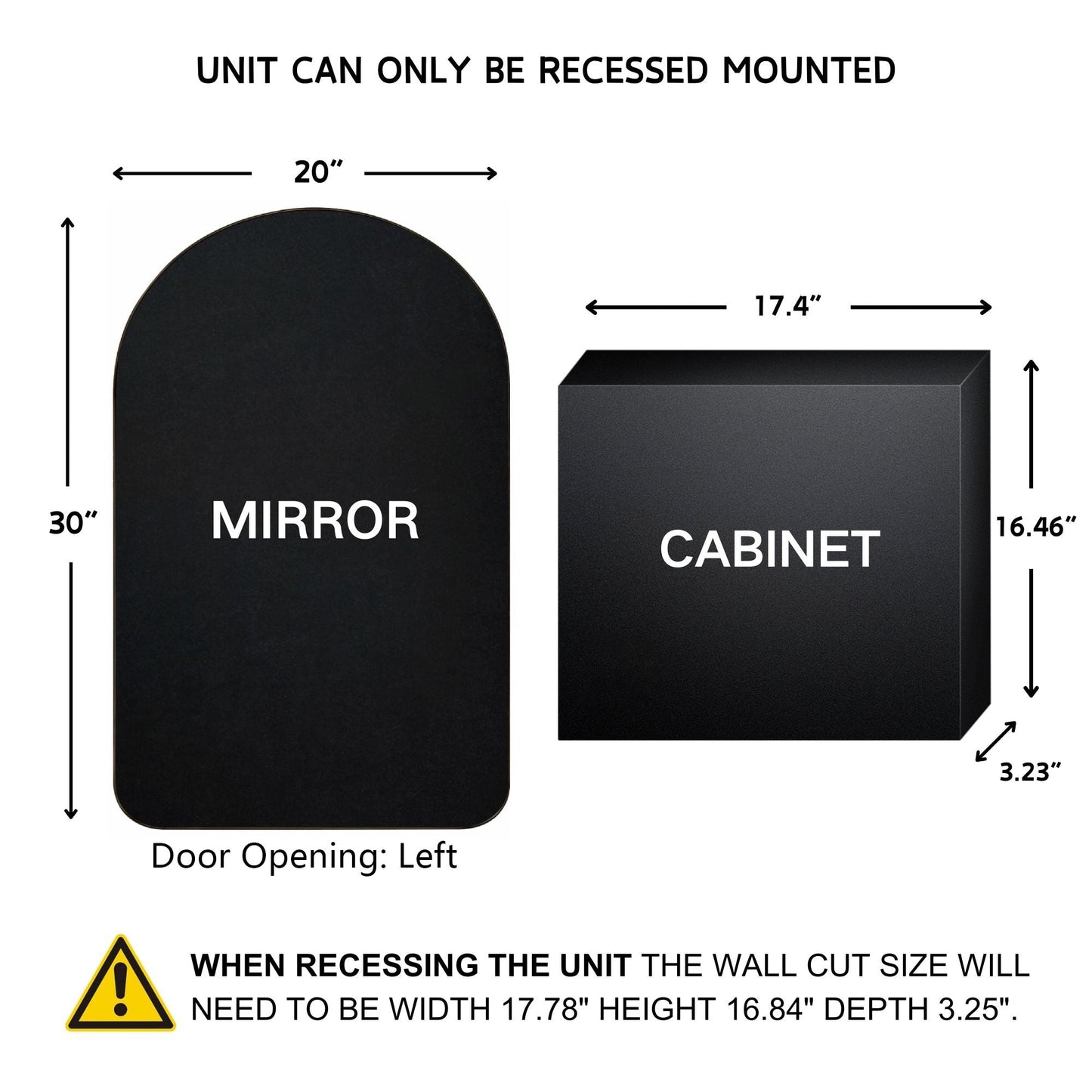 TEHOME Aristes Armoire à pharmacie encastrée avec cadre, miroir et étagères réglables