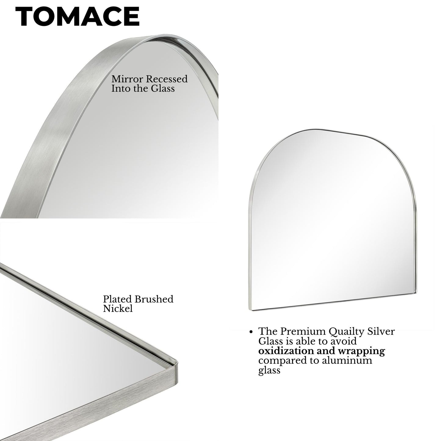 TEHOME Dezerae Grand miroir à arche pour cheminée, 102 cm (L) x 81 cm (H)