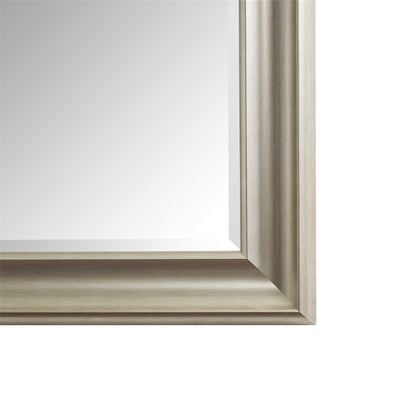 Grand miroir, miroir pleine taille, miroir rectangulaire mural suspendu, avec cadre en faux bois lisse.