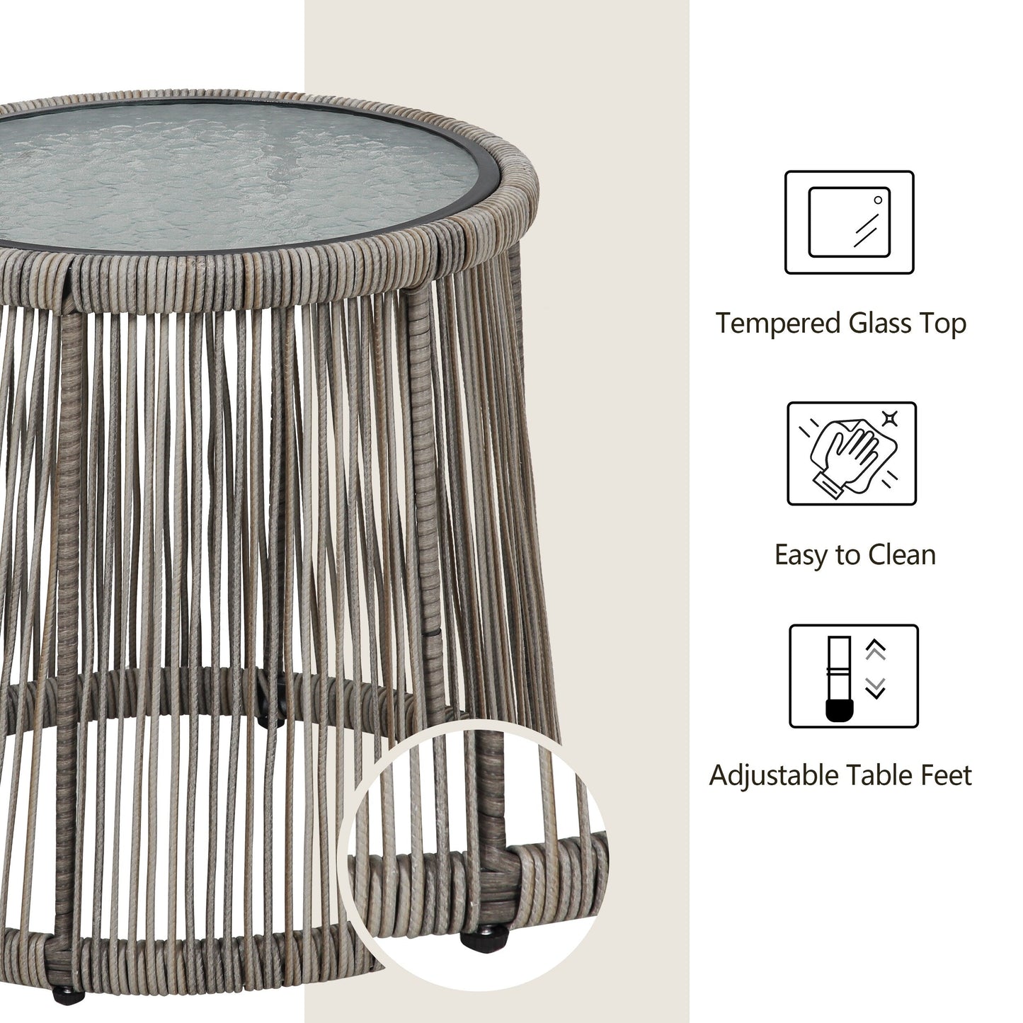 Ensemble de bistro en osier tressé pour extérieur, 3 pièces, ensemble de chaises de patio en rotin résistant aux intempéries avec coussins.