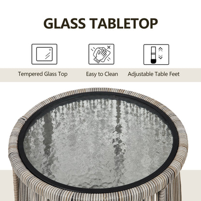 Ensemble de bistro en osier tressé pour extérieur, 3 pièces, ensemble de chaises de patio en rotin résistant aux intempéries avec coussins.