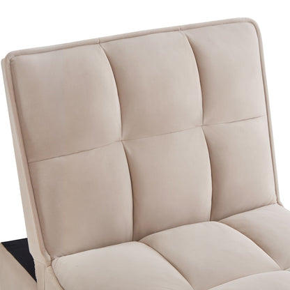 Canapé-lit simple pliante en velours taupe 68,5 avec dossier et coussins réglables pour salon