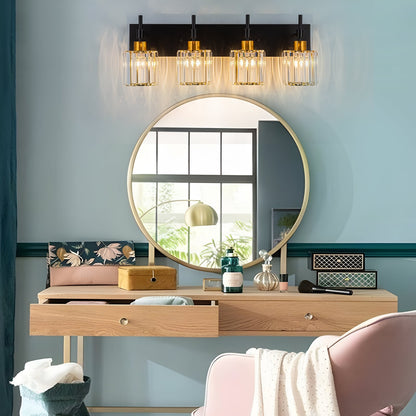 Appliques murales de salle de bain à cristaux, modernes, à intensité variable, avec abat-jours en cristal.