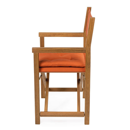 Chaise de réalisateur pliable en bois d'acacia pour extérieur, dossier en losanges matelassés, style milieu de siècle, avec coussin, modèle Theo Classic, par JONATHAN Y (lot de 2)