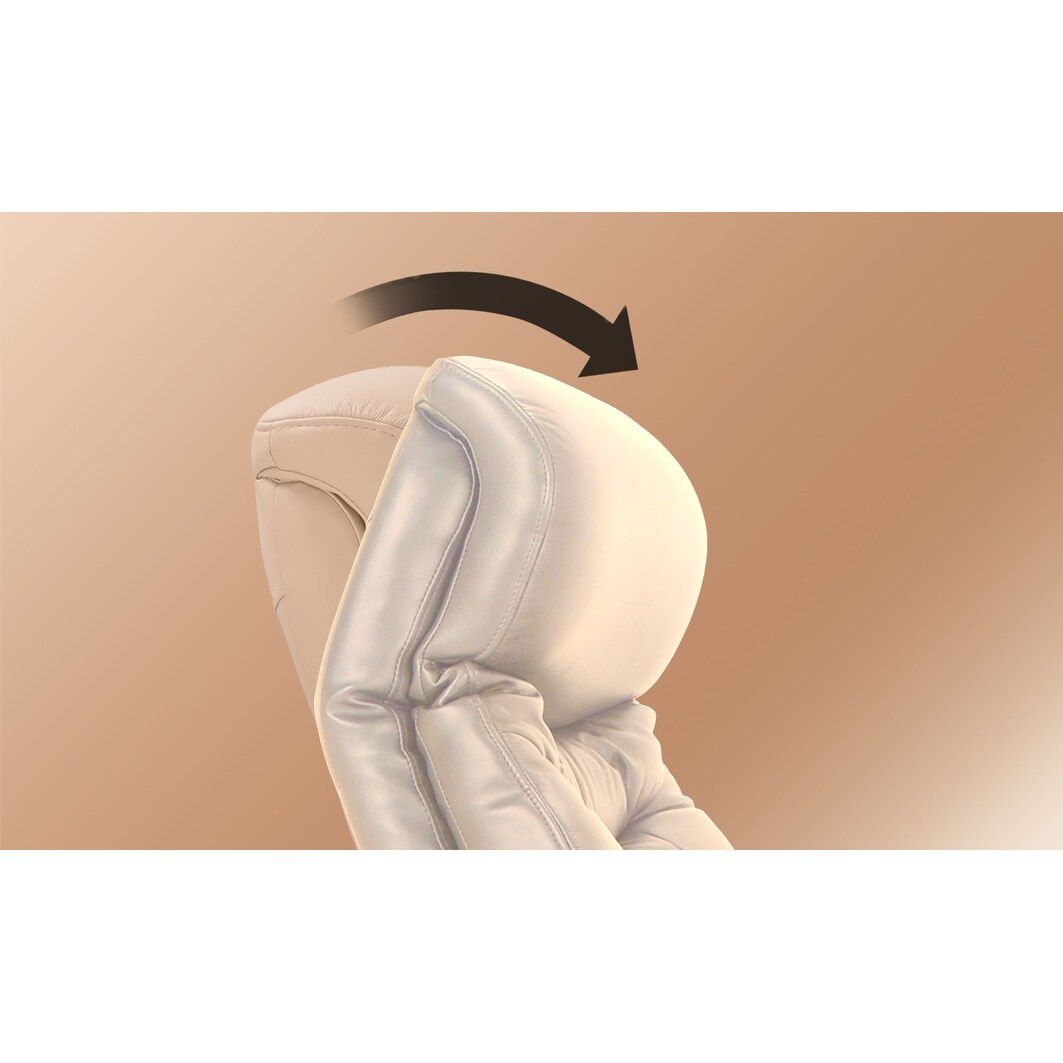 Fauteuil pivotant inclinable en cuir avec pouf de rangement assorti