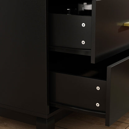 Commode double Timechee à 6 tiroirs, 120 cm de large, pieds en bois massif, laquée.