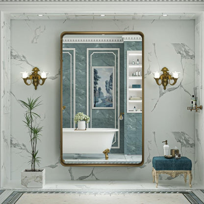 TokeShimi Miroir mural de salle de bain avec cadre métallique moderne