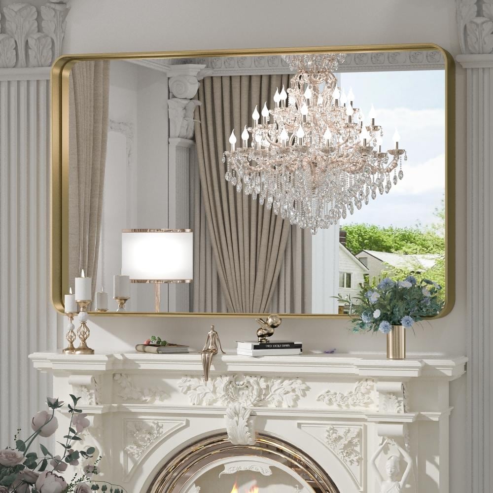 TokeShimi Miroir mural de salle de bain avec cadre métallique moderne