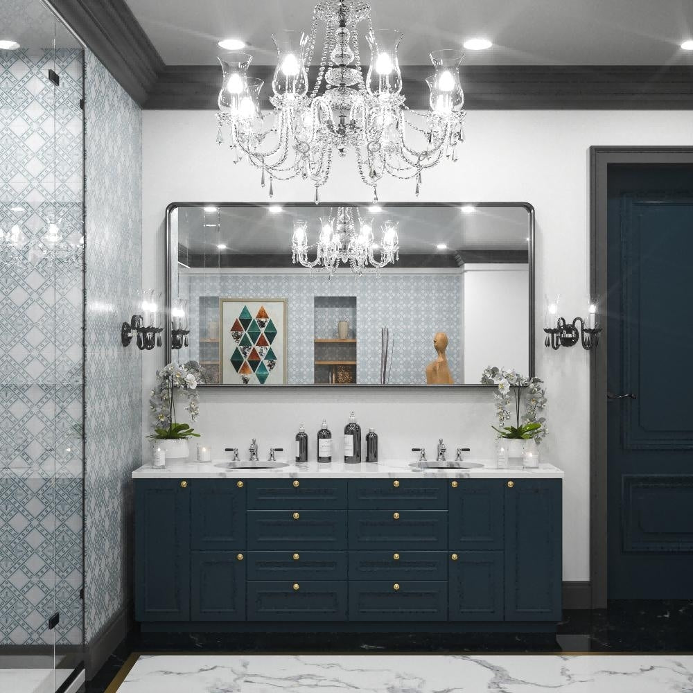 TokeShimi Miroir mural de salle de bain avec cadre métallique moderne