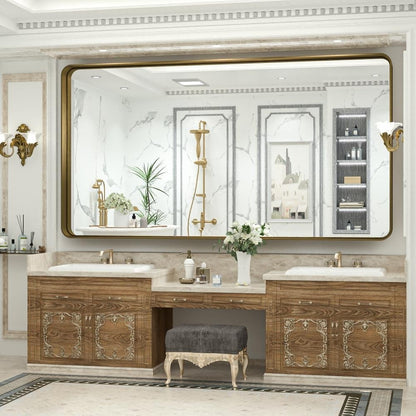 TokeShimi Miroir mural de salle de bain avec cadre métallique moderne