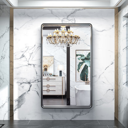 TokeShimi Miroir mural de salle de bain avec cadre métallique moderne