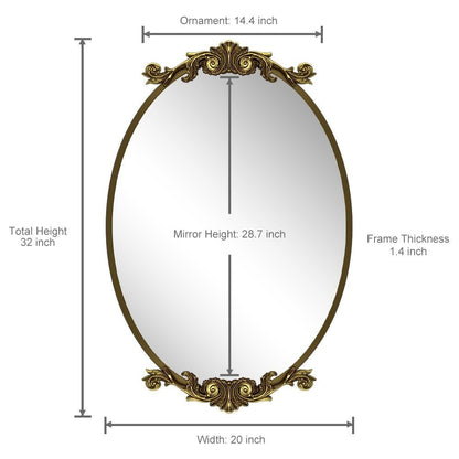 Oval Vintage Ornate Baroque Wall Mirror