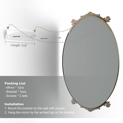 Oval Vintage Ornate Baroque Wall Mirror