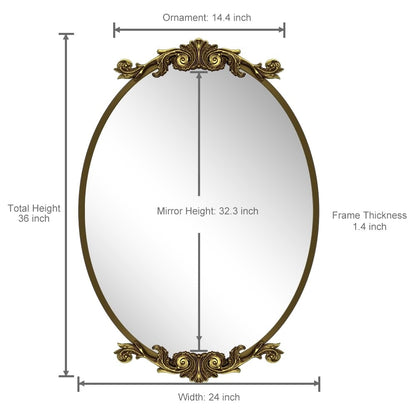 Oval Vintage Ornate Baroque Wall Mirror