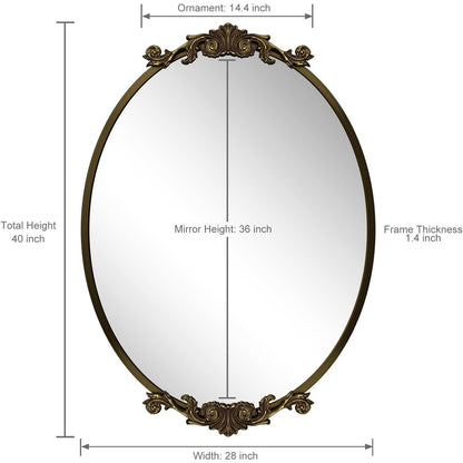 Oval Vintage Ornate Baroque Wall Mirror