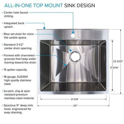 Transolid EWS-2422S Lavabo et support de lavage en acier inoxydable pour buanderie - 61 cm L x 56 cm P x 89 cm H - 61 cm x 56 cm