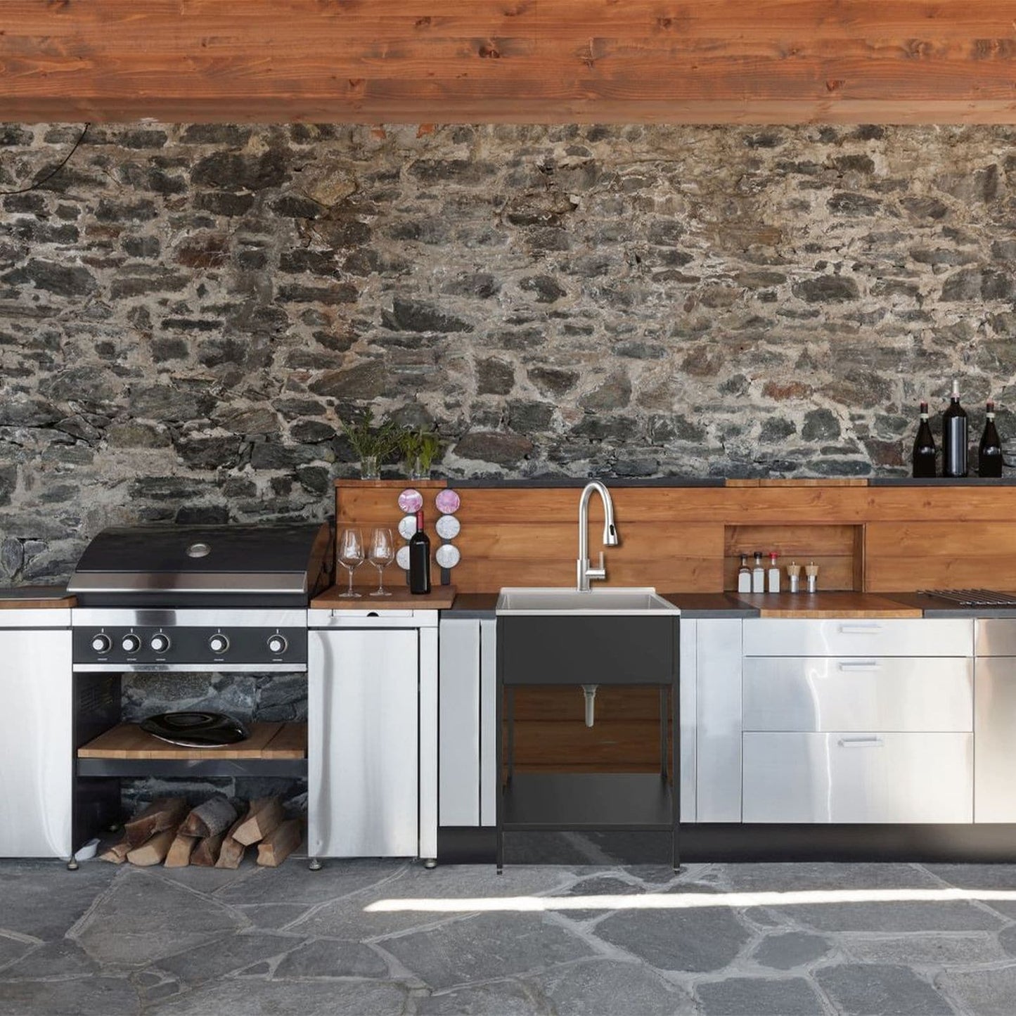 Transolid EWS-2422S Lavabo et support de lavage en acier inoxydable pour buanderie - 61 cm L x 56 cm P x 89 cm H - 61 cm x 56 cm